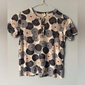 Kate Quinn Vintage Girls Short Sleeve Top Floral Print Size 9-10 Y Bamboo